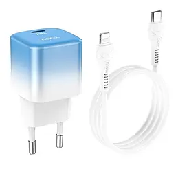 Адаптер мережевий HOCO Type-C to Lightning cable single port charge set C101A набір з кабелем - мініатюра 2