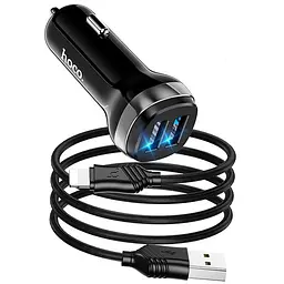 Автомобільний зарядний пристрій Hoco Z40 2USB 2.4A Lightning Чорний (Оригінал) - мініатюра 2