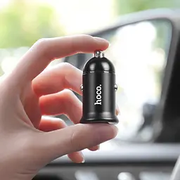 Автозарядний пристрій Hoco Z30 Easy Route 2 USB металевий адаптер чорний - мініатюра 2