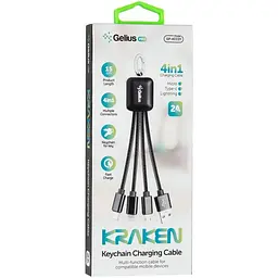 USB кабель Gelius Kraken Pro GP-KCC01 4in1 Black - мініатюра 3