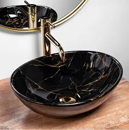 Умивальник Rea Sofia 41x34,5 black marble shiny (REA-U5611), Глянцева - мініатюра 4