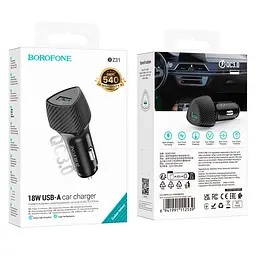 Адаптер автомобільний BOROFONE Solid single-port car charger BZ31 |1USB, 18W/3A, QC| - мініатюра 2