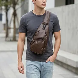 Сумка крос боді смарт зі шкірозамінника 20572 Vintage коричнева - мініатюра 2