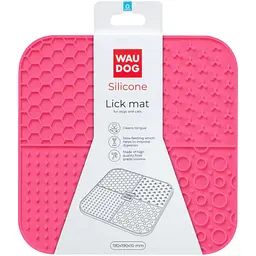 Миска-килимок для собак та котів Waudog Silicone для злизування 190х190х10 мм рожевий - мініатюра 3