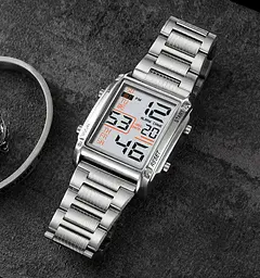 Чоловічий наручний годинник Skmei 2206 класичний спортивний на браслеті Silver White, 2206SIWT (19156) - мініатюра 5