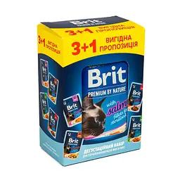 Набір Корм ​​влажний Brit Premium Delicate Fillets in Gravy для котів3+1