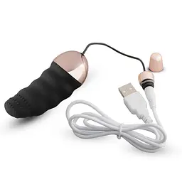 Віброяйце Teazers Ribbed Vibrating Egg, 8 см (чорний) - мініатюра 3