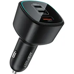 Автомобільний зарядний пристрій Acefast B18 200W(2USB-C+USB-A)fast car charger Black (6974316285953)