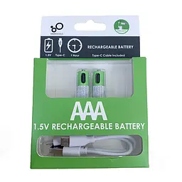 Акумулятори SMARTOOOLS AAA 1.5V Li-ion Type-C, 750 mWh, швидка зарядка 1 год, 2 шт + кабель