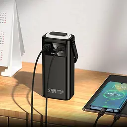 Зовнішній акумулятор BOROFONE BJ65 High 22.5W+PD20W+four-cables power bank(30000mAh) Black (6941991122033) - мініатюра 7