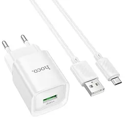 СЗУ Hoco C145A Charm single port QC3.0 charger set(Micro)(EU) White