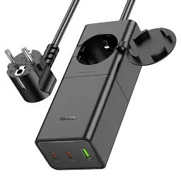 Мережевий подовжувач Hoco NS4 Sharp PD65W (2C1A) Desktop Socket Black - мініатюра 2