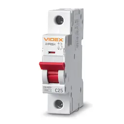 Автоматичний вимикач RS4 1п 25А С 4,5кА VIDEX RESIST VIDEX (26506-000) - мініатюра 1