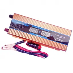Інвертор напруги Carmaer Power Inverter 027 модифікована синусоїда Gold 1 розетка 1 USB екран з 12V на 220V 2200W (11069) - мініатюра 4