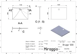 Душовий піддон Miraggio Brugge 1200 mirastone black 00001001 Чорний матовий - мініатюра 2