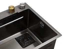 Кухонна мийка Kroner KRP Schwarze - SET7545HM PVD (3.0/0.8 мм) (CV033382) - мініатюра 9