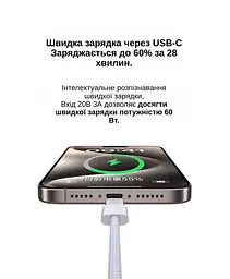 Кабель XON SmartCable Type-C - Type-C PD 60W 3м MaxCharge (SC602C6W3W 5590) Білий - мініатюра 2
