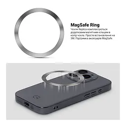 Чехол-накладка для Apple iPhone 12 Pro, Replica MagSafe, серый, противоударный защитный чехол с магнитным кольцом MagSafe, защита всего корпуса, TPU+PC, зеркальный, выступающий бортик вокруг экрана, ArmorStandart (ARM76182) - мініатюра 4