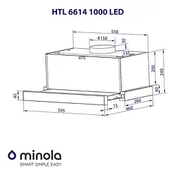 Витяжка телескопічна MINOLA HTL 6614 WH 1000 LED - мініатюра 12