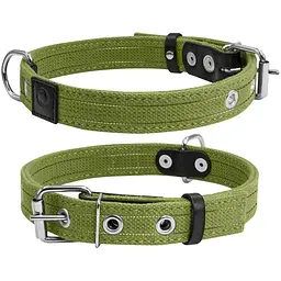 Нашийник для собак Collar, бавовняний, подвійний, 41-53x2,5 см, зелений - мініатюра 3