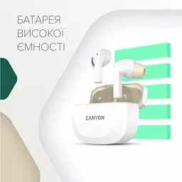 Навушники Canyon Hexagon 7 TWS ANC+ENC Wireless Charge White/Beige (CNS-TWS7WB) - мініатюра 7