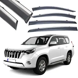 Дефлектори вікон вітровики Benke для Toyota Prado 150 / Lexus GX460 10-18 Хром Молдинг Нержавіюча сталь 3D (BTYPD1023-W/S)