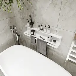 Полиця в ванну кімнату Nice & Cozy Towel shelf з тримачем для рушників біла - мініатюра 4