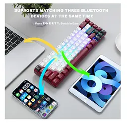 Клавіатура ігрова механічна Motospeed BK-67 Wireless Red-White Outemu Switch Red - мініатюра 5