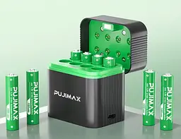 Акумуляторні батареї набір 4AAА+4AA в зарядному боксі 1100mWh Li-Ion 1.5v мізинчикові та 4255mWh Li-Ion 1.5v пальчикові акумулятори із зарядкою кейс Pujimax (4+4)шт - мініатюра 2