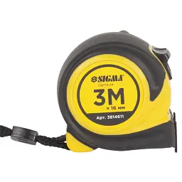 Рулетка обгумована Compact двостороннє полотно/зачіп 3м×16мм SIGMA (3814611) - мініатюра 3