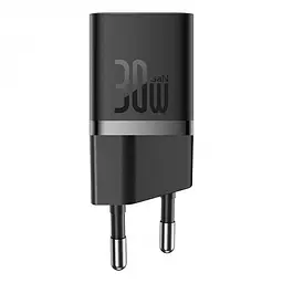 Мережевий зарядний пристрій з кабелем Baseus GaN5 Fast Charger(mini) 1C 30W EU Cluster чорний (with: Baseus Dynamic 3 Series Fast)
