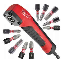 Насадка кутова SHOCKWAVE + 10 біт SHOCKWAVE 25мм MILWAUKEE