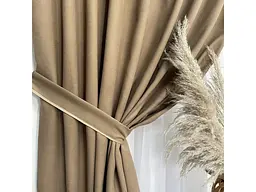 Мікровелюрові штори золотистого кольору на тасьмі 2шт. 200х270 ALBO pbe0052513 - мініатюра 7