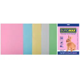 Папір Buromax А4, 80g, PASTEL, 5colors, 50sh (BM.2721250-99)