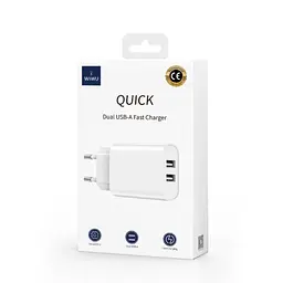 Мережевий зарядний пристрій Wiwu Wi-U003 Dual USB A Chager EU Plug Білий - мініатюра 2