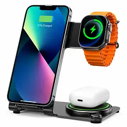 WiWU WI-W005 — бездротова зарядна станція 3 в 1 для iPhone, Apple Watch та AirPods - мініатюра 3