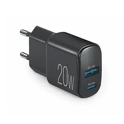 Мережевий зарядний пристрій Brevia ePower PD20W USB-C+USB-A чорний(45020CAB)