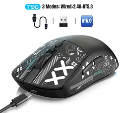 Комп'ютерна миша HYSJ Т90 бездротова, безшумна з акумулятором 2,4G+Bluetooth Black - мініатюра 6