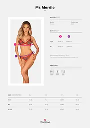 Комплект Obsessive Ms Merrilo 2-pcs set, XS/S, м’який бюстгальтер та трусики з доступом і з помпоном - мініатюра 5