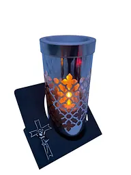 LED лампадка на могилу 25×16 см на сонячній батареї тепле світло №3 - мініатюра 3