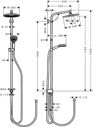 Душова система Hansgrohe Crometta S 240 1jet Showerpipe Reno 27270000, Хром - мініатюра 2