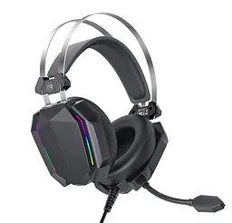 Ігрові накладні навушники XO-GE-07 Static RGB Long mic USB+Dual 3.5mm, 2.2м, Чорний - мініатюра 3