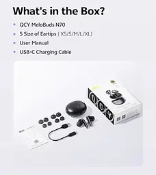 Навушники бездротові QCY MeloBuds N70 чорні - мініатюра 6