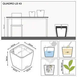 Вазон Lechuza Quadro Premium LS, 32 л, білий (16180) - мініатюра 4