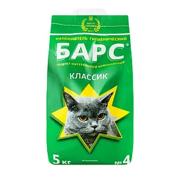 Уцінка. Наповнювач для котячих туалетів Барс №4 бентонітовий класик  без ароматизатора зелений 5 кг  - мініатюра 4