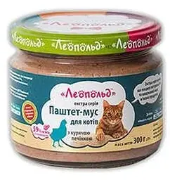 Вологий корм для котів Леопольд паштет-мус куряча печінка 300 г