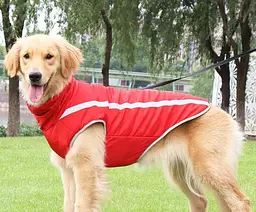 Світловідбивна утеплена зимова куртка для собак Red - мініатюра 2