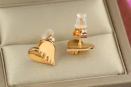 Сережки гвоздики Xuping Jewelry строге серце 1,3 см золотисті