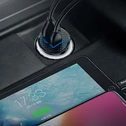 Автомобільний зарядний пристрій Baseus Circular Plastic PD3.0 QC 4.0 + 30W USB + Type-C black (CCALL-YS01) - мініатюра 6