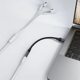 Перехідник USB-C 3.5 mm 15cm audio converter J12 Acefast чорний - мініатюра 6